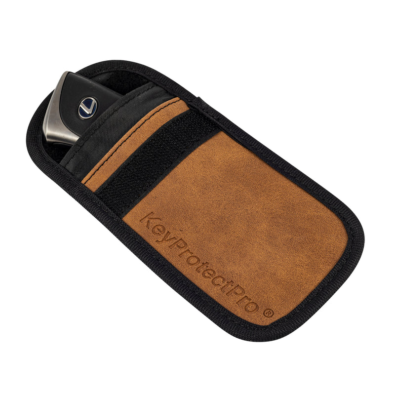 KeyProtectPro® Premium Faraday Key Pouch in Tan - KeyProtectPro Ltd